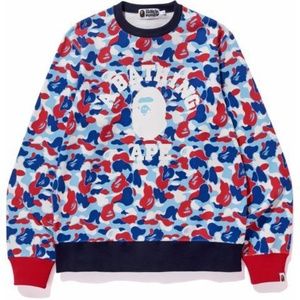 BAPE Crewneck Paris Blue and Red Mens Small